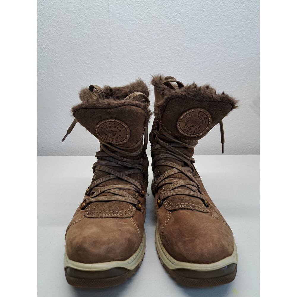 Santana Canada Majesta Women's Size 7 Brown Winter Boots Italy Made Faux Fur